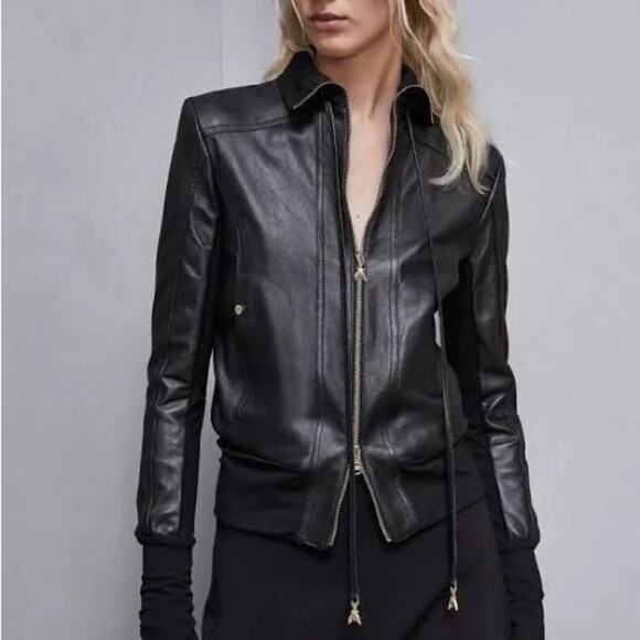 Patrizia Pepe leather jacket size 42 IT or 6 US Authentic Retail 750$